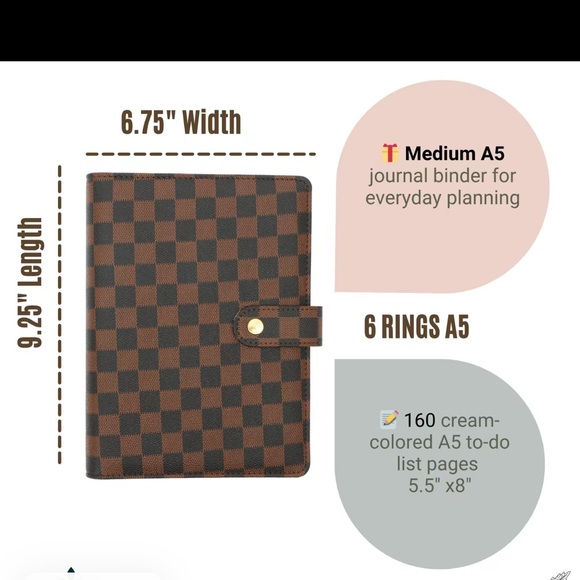 Checkered Brown and Black A5 Planner Binder - Picture 3 of 12